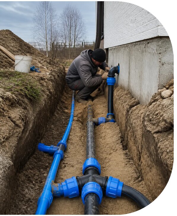 Монтаж наружного водопровода на участке под ключ в Оренбурге